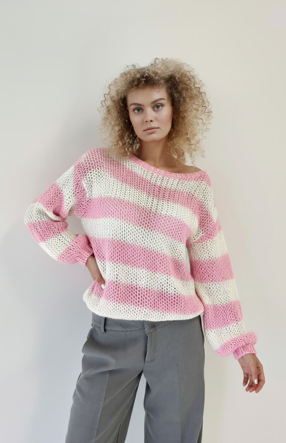 Seline Dames Trui | Gestreept | Grof Gebreid | Relaxte Pasvorm