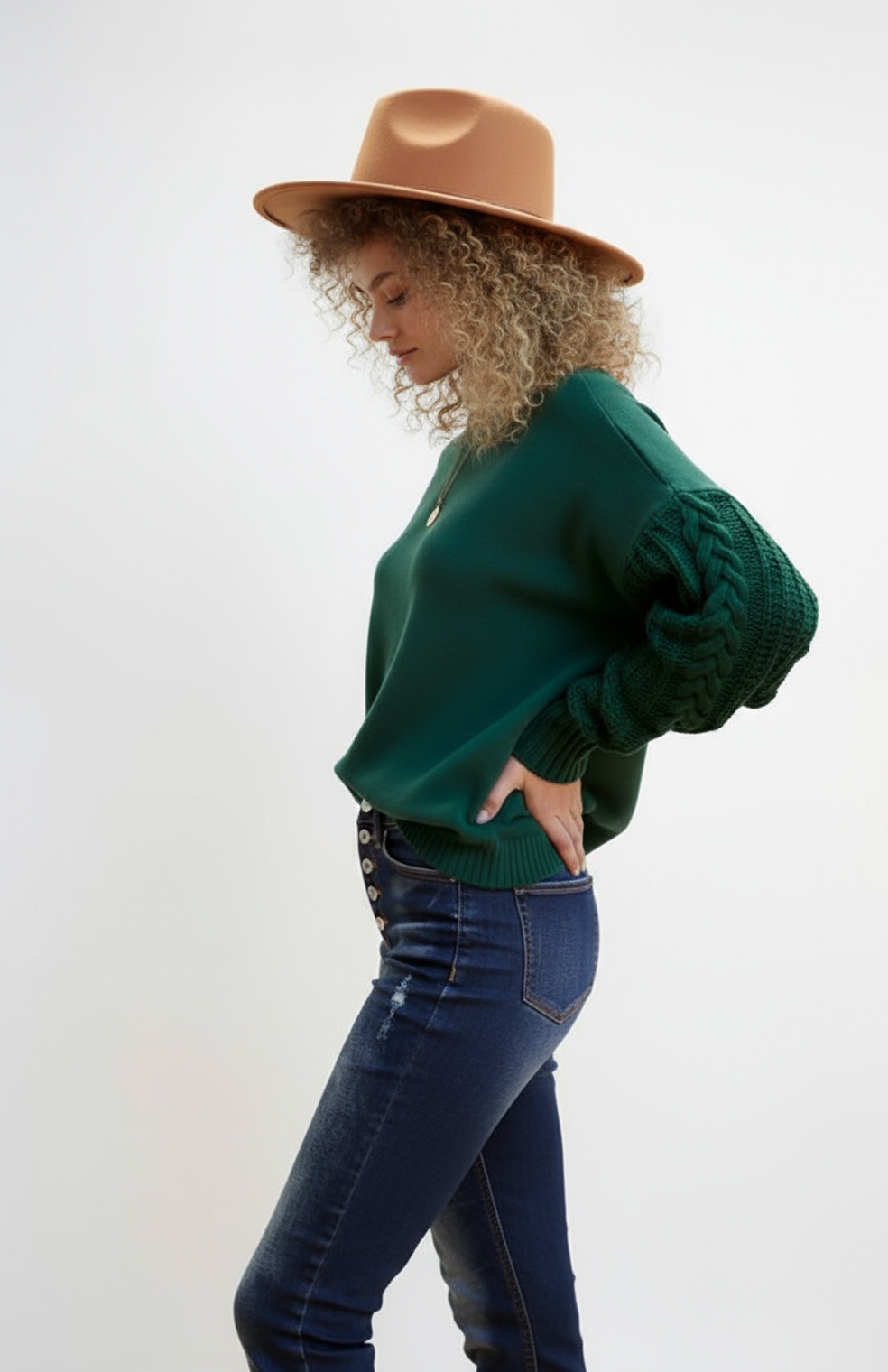 Astra Gebreide Trui Dames | Gevlochten Mouwen Relaxte Pasvorm