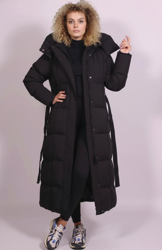 Grazia Dames Lange Puffer Jas | Warme Gewatteerde Winterjas | Capuchon