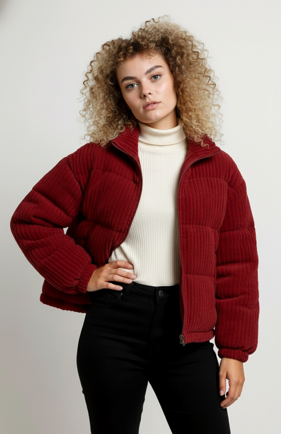 Kiral Dames Pufferjas | Korte Gewatteerde Jas Met Ribstructuur