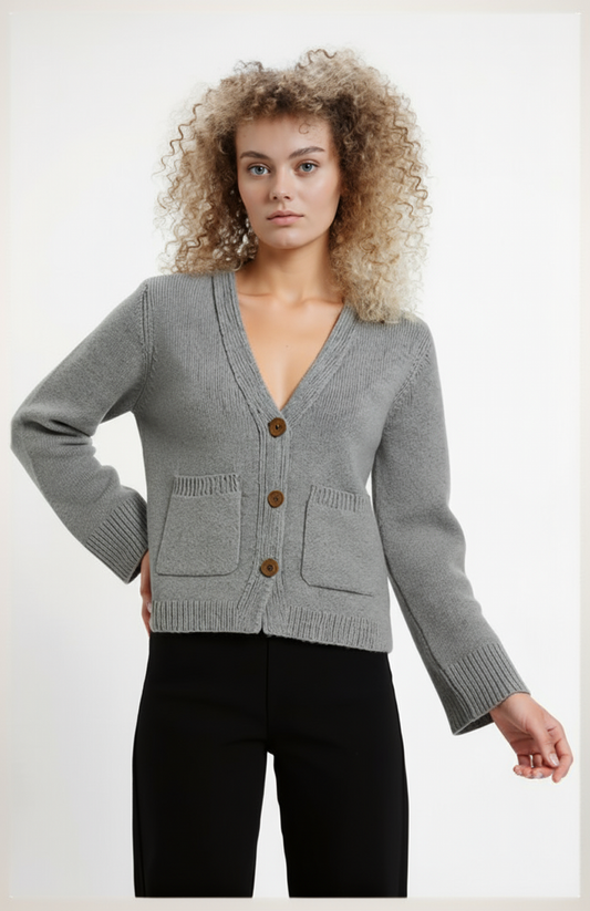 Moni Gebreid Vest | V-Hals | Zachte Gebreide Stof