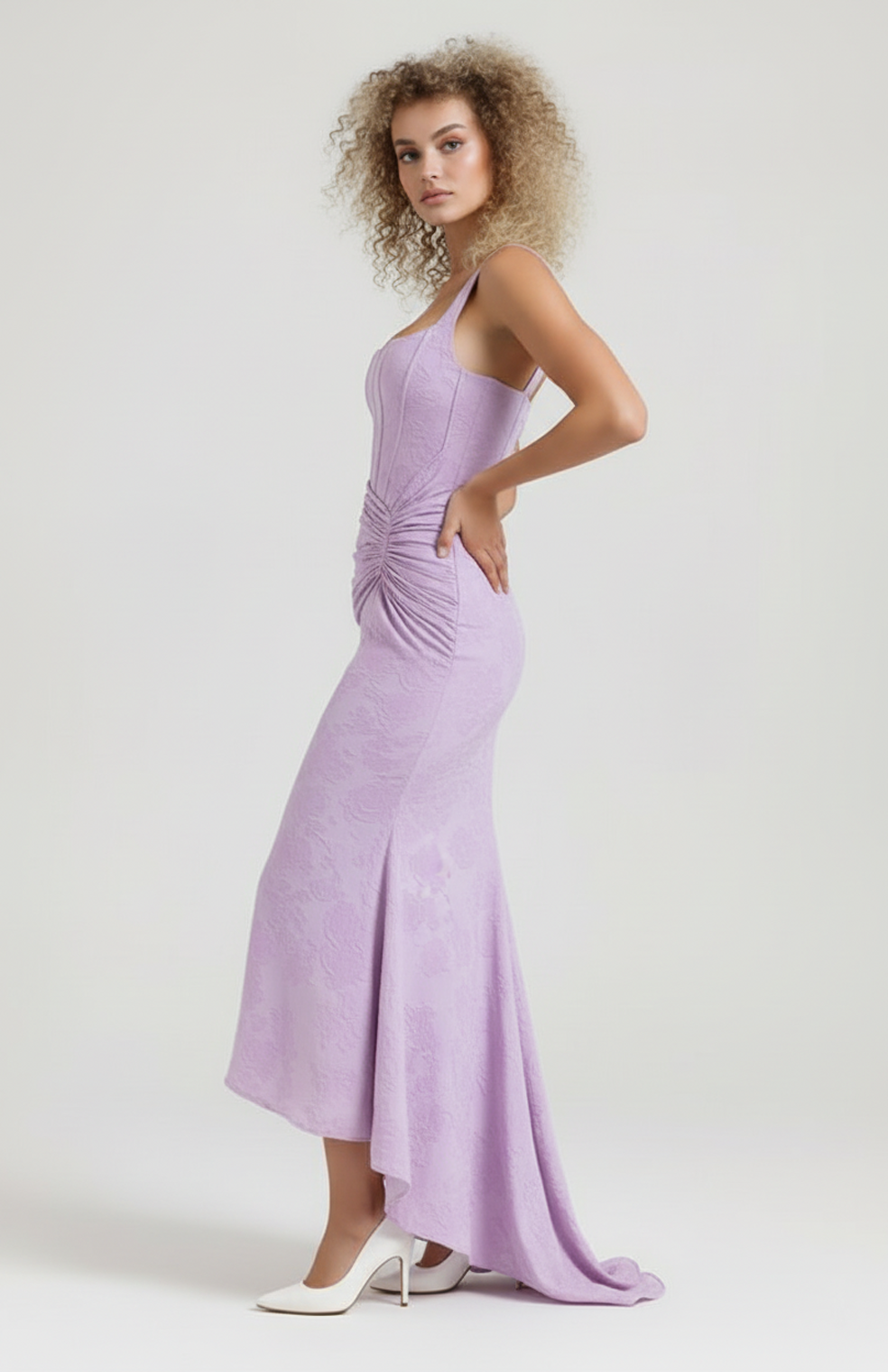 Allegra Damesjurk | Aansluitend | Asymmetrisch | Met Drapeerdetail