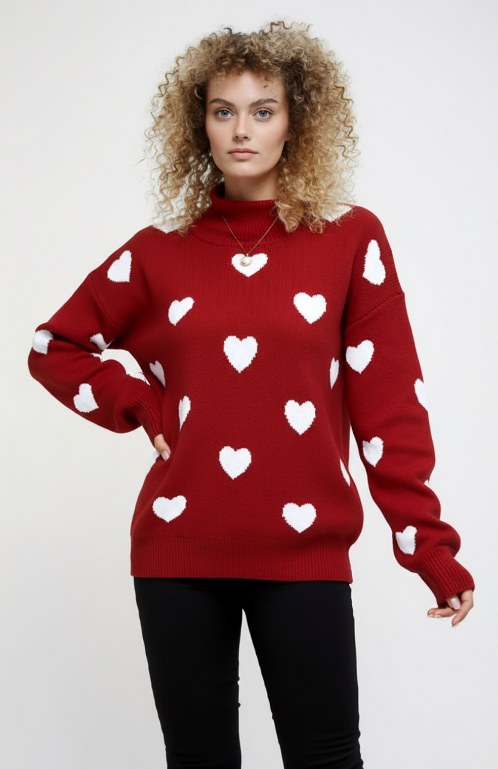 Rosa Trui | Oversized Hartgebreid Ontwerp met Speels Patroon