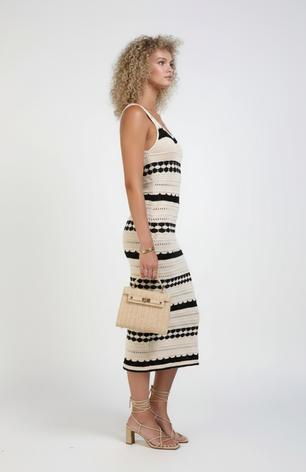 Celia Midi Jurk Dames | Gehaakt Ontwerp Bodycon Pasvorm