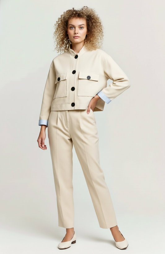 Domelia Dames Co-Ord Set | Cropped Jack & Rechte Broek