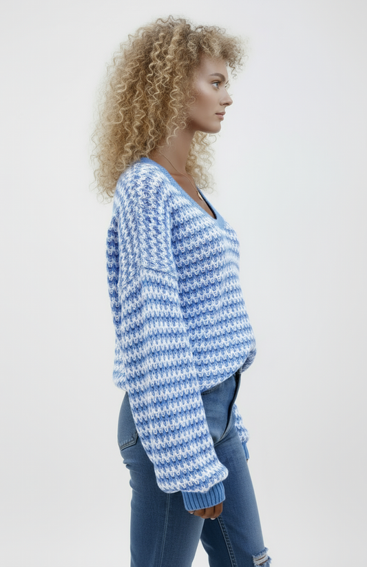 Solea Trui Dames | V-hals met Pofmouwen en Oversized Pasvorm