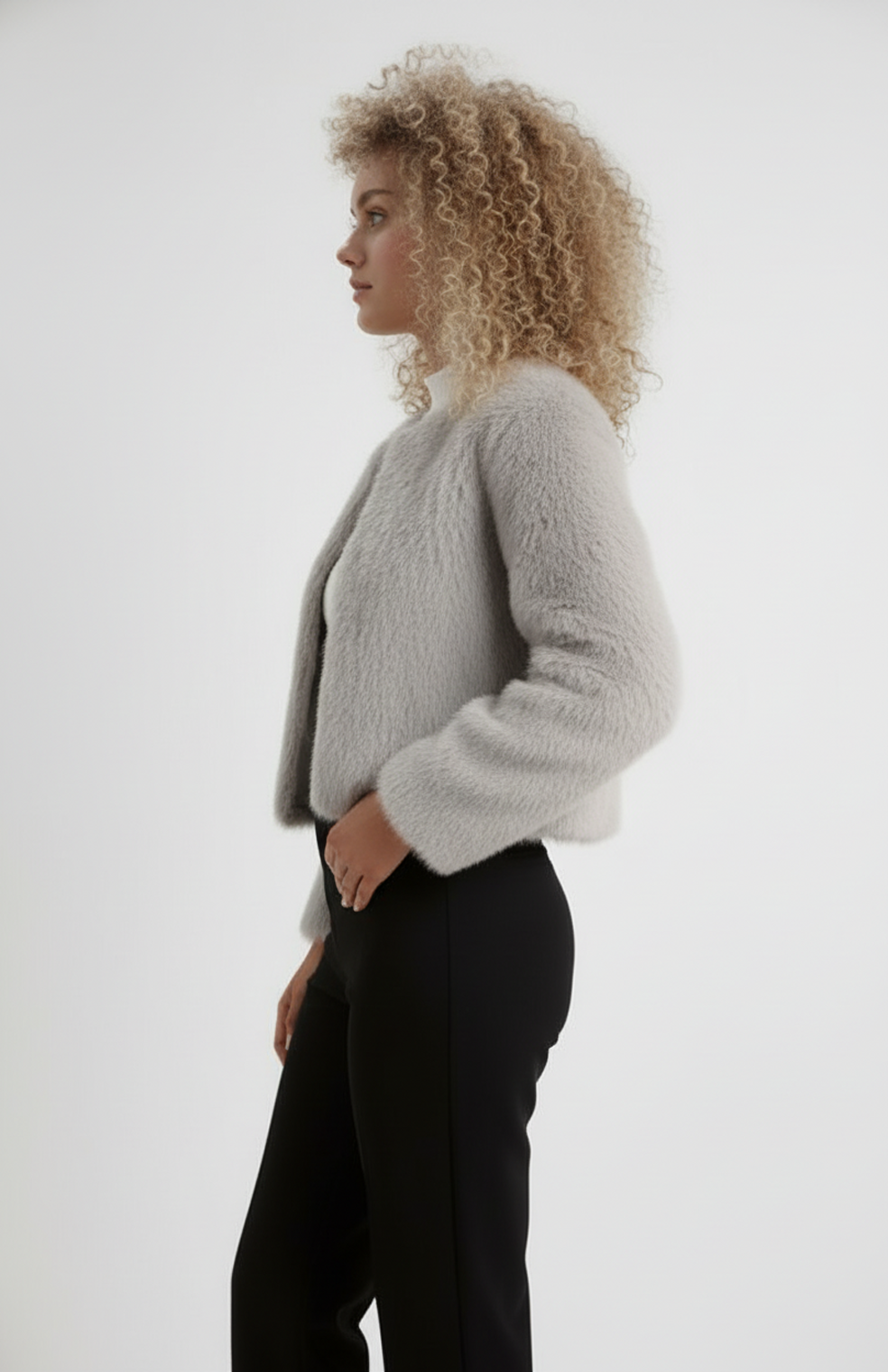 Fleur Dames Korte Jas | Zachte Faux Fur | Ronde Hals | Rechte Snit