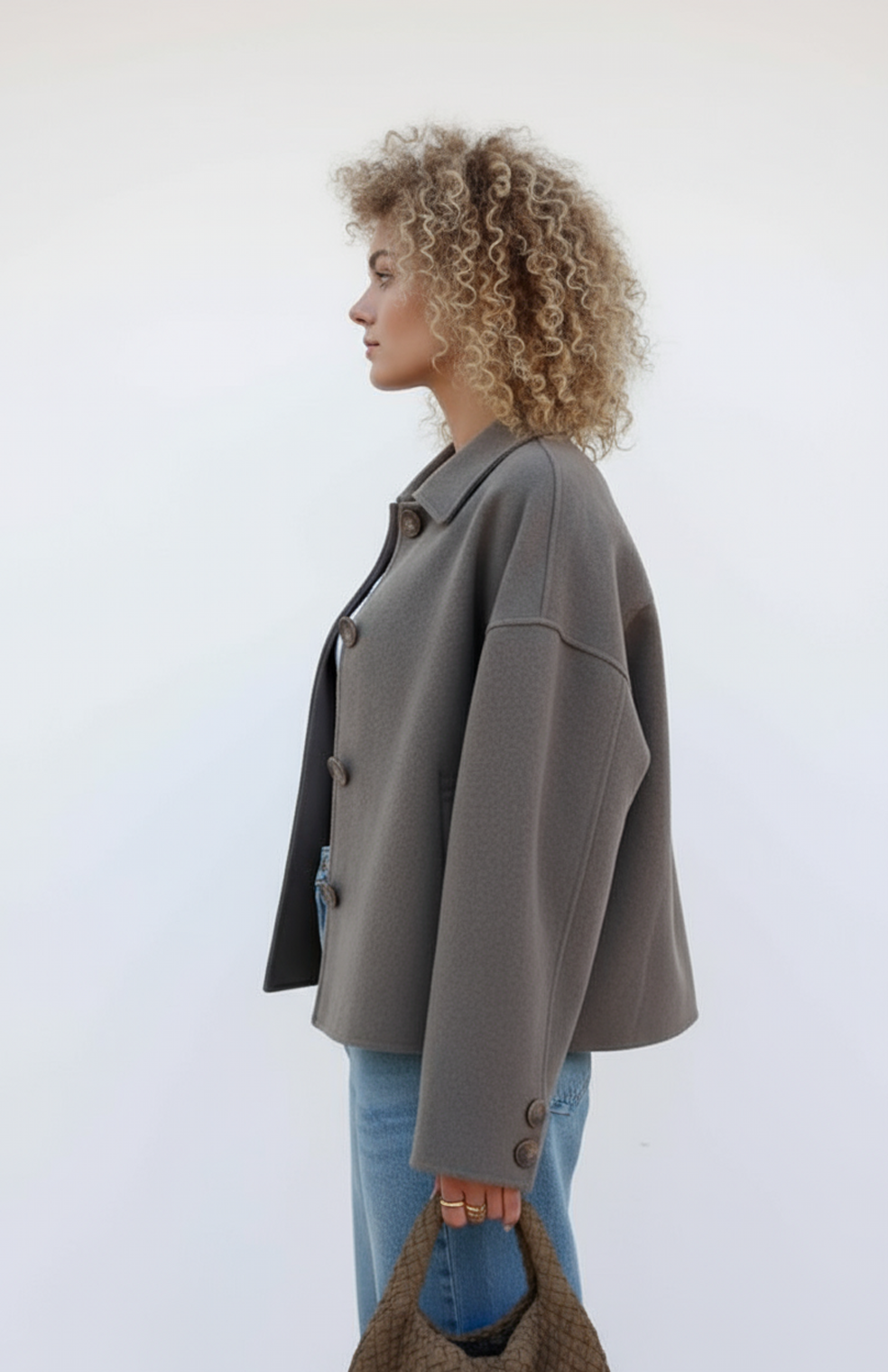 Helle Dames Jas | Oversized Wolmix met Kraag en Knoopsluiting