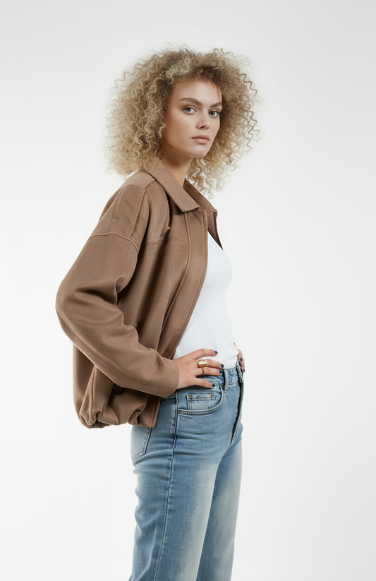 Ivara Damesjas | Suede jas met Lange Mouwen