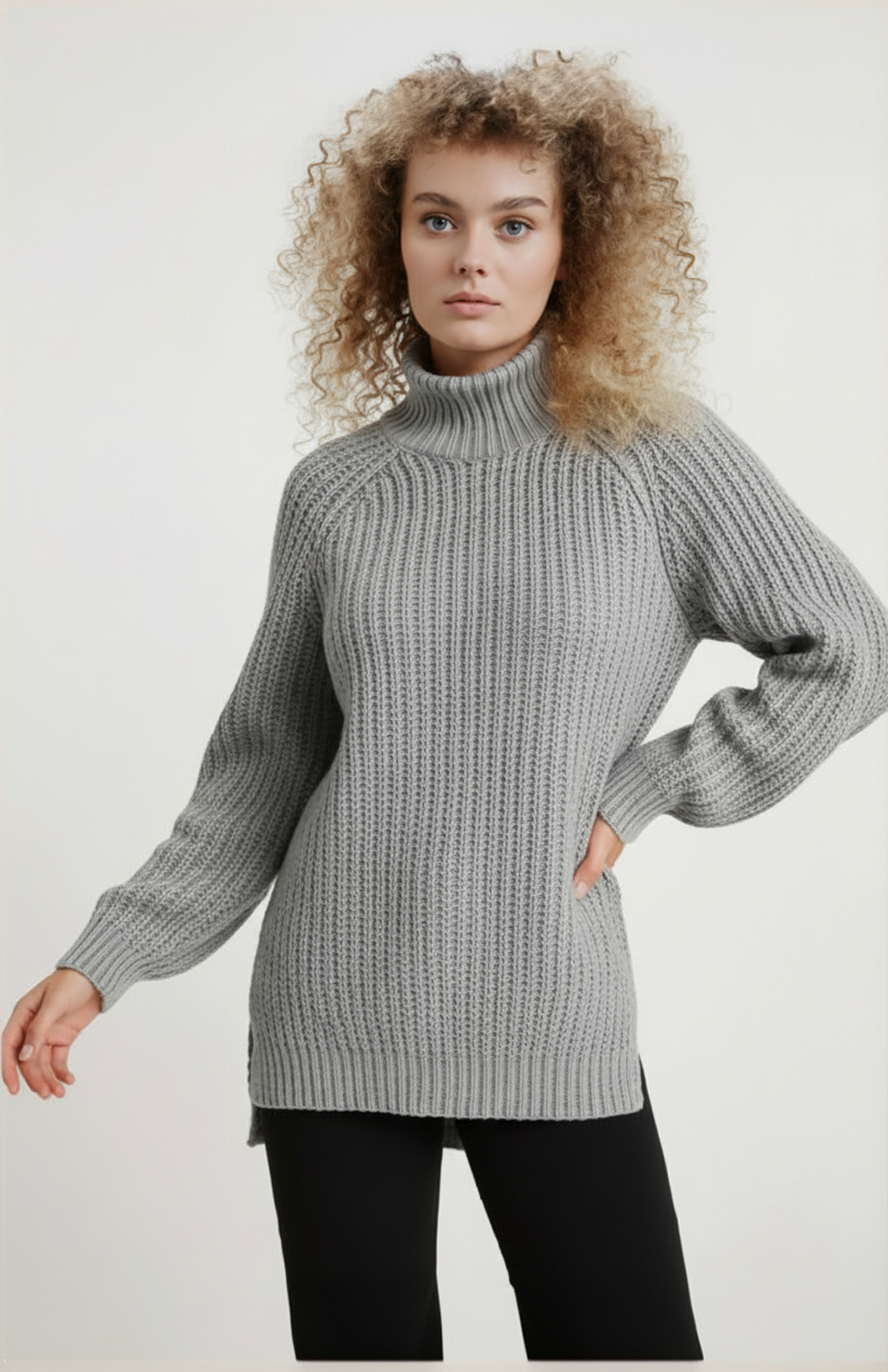 Giorgia Women's Turtleneck | Oversized | Side Slit | Knitted
