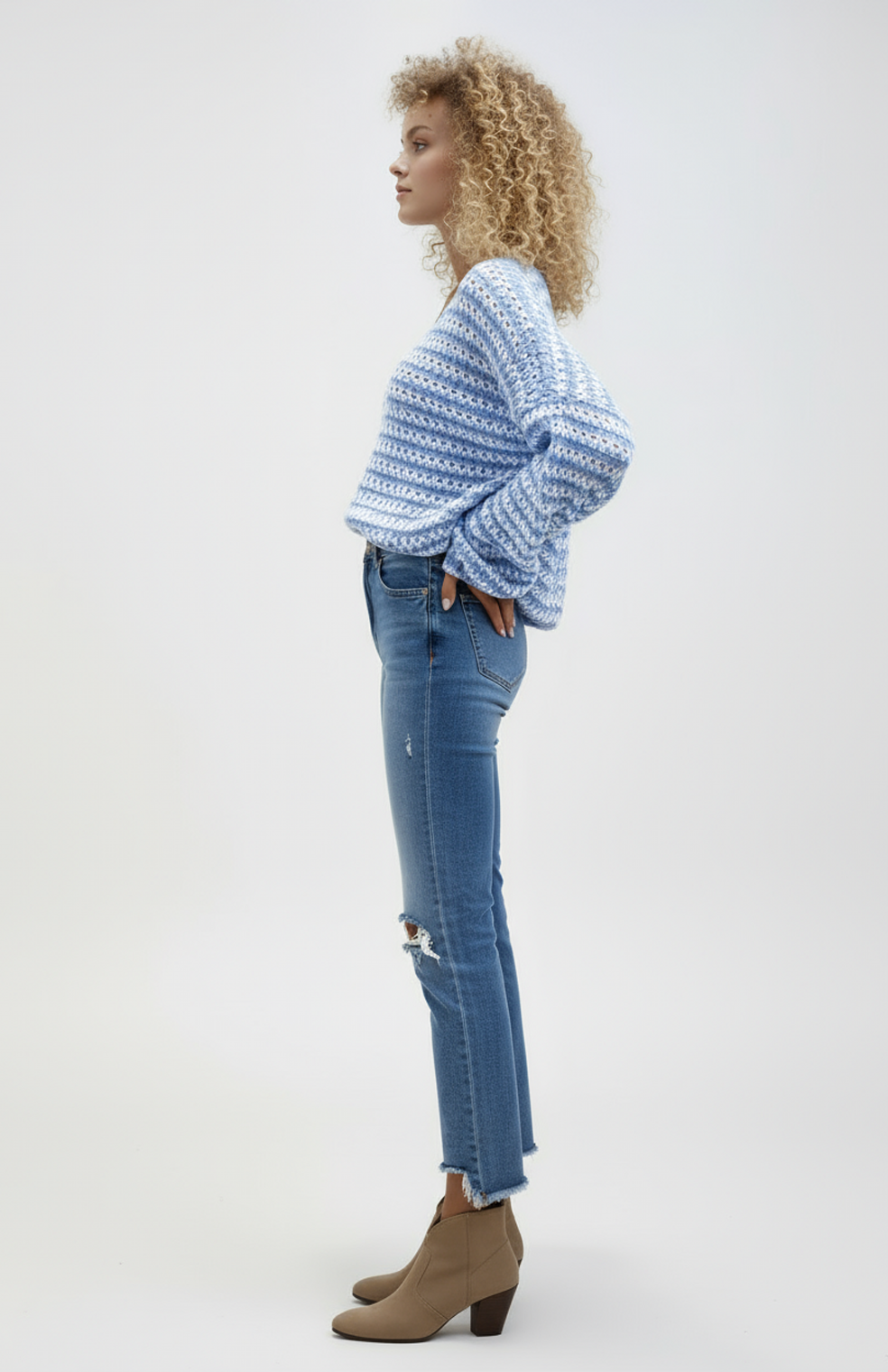 Solea Trui Dames | V-hals met Pofmouwen en Oversized Pasvorm