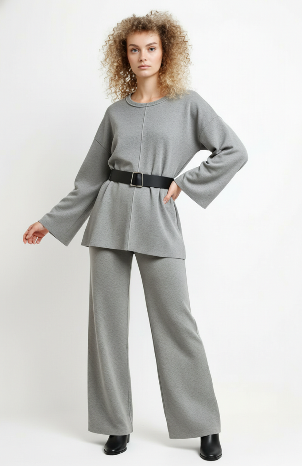 Anna Tweedelige Set Dames | Wijde Broek | Minimalistisch Ontwerp | Brede Tailleband