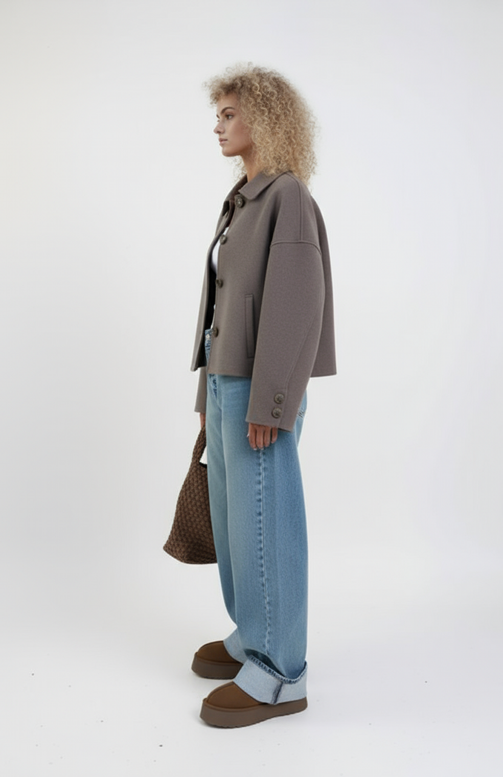 Helle Dames Jas | Oversized Wolmix met Kraag en Knoopsluiting