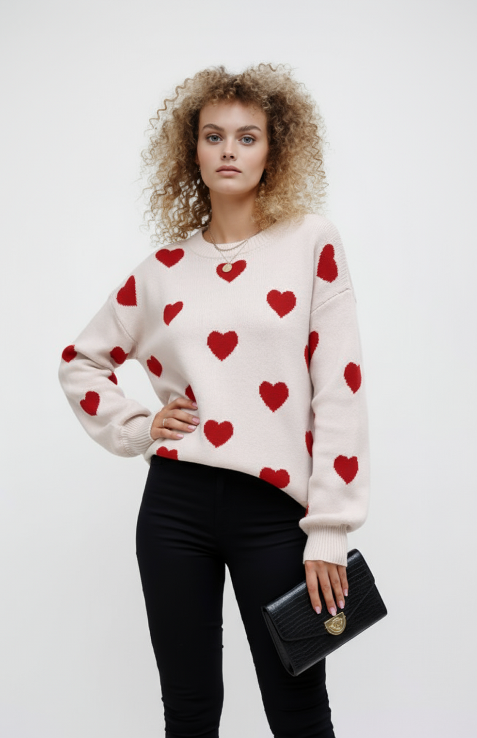 Rosa Trui | Oversized Hartgebreid Ontwerp met Speels Patroon