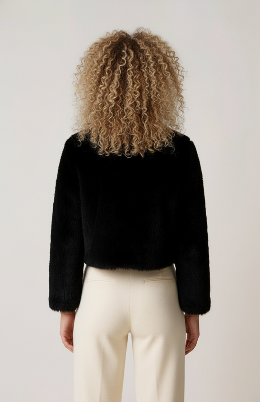 Kiraa Dames Korte Jas | Imitatiebont | Open Model | Zachte Luxe Textuur