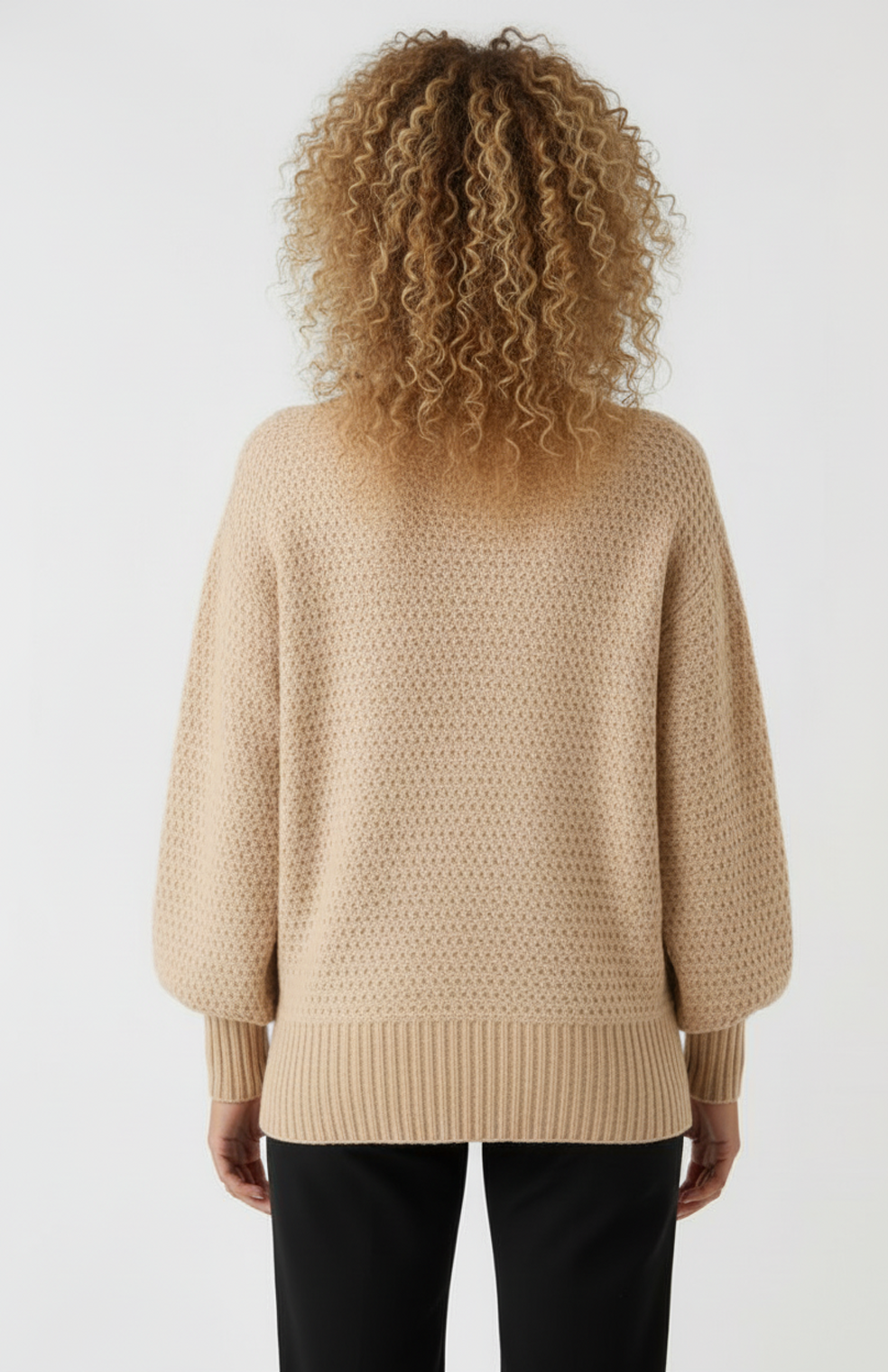 Dames Trui | Textuur Breisel | Comfortabele Pasvorm | Geribde Boorden | Beige