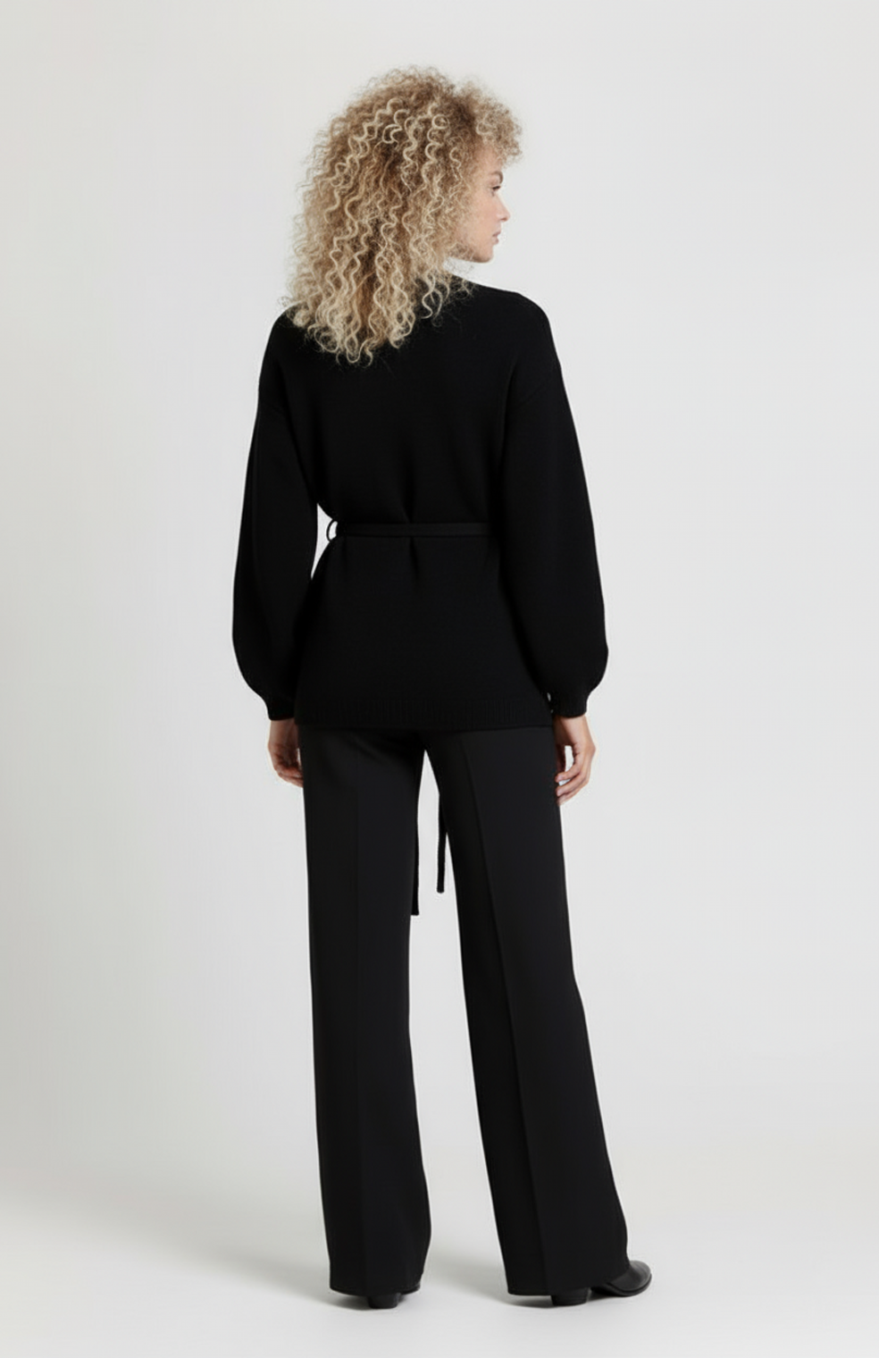 Bettina Dames Knit Co-Ord Set | Wikkelvest met Ceintuur & Wijde Broek | Comfort Fit