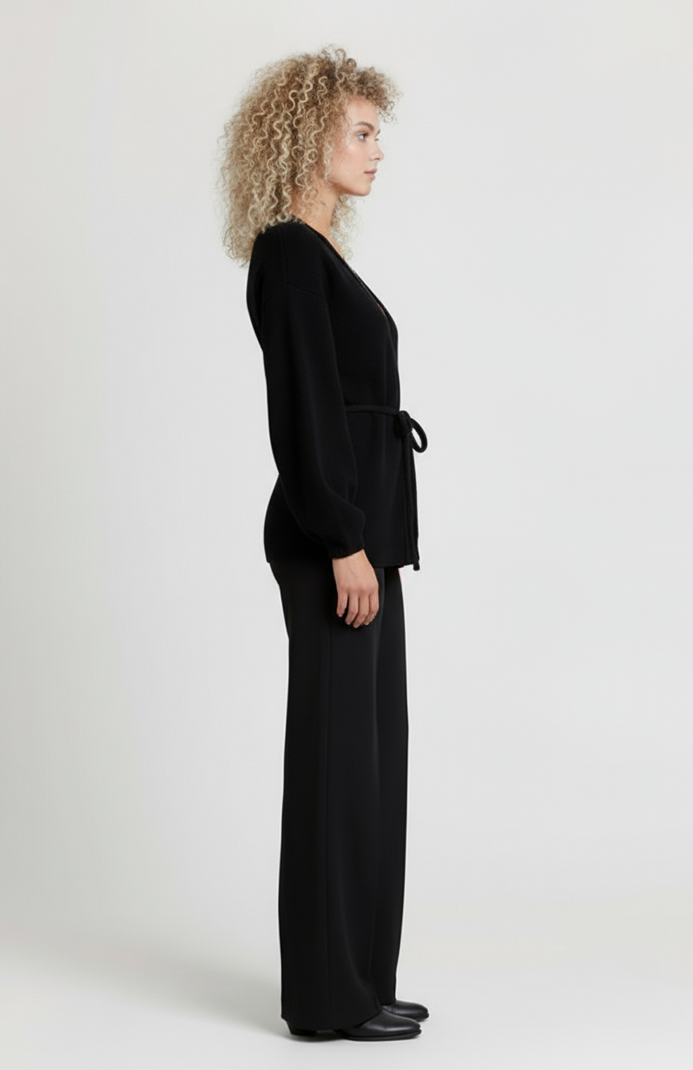 Bettina Dames Knit Co-Ord Set | Wikkelvest met Ceintuur & Wijde Broek | Comfort Fit