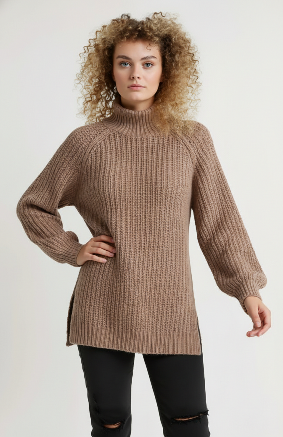 Giorgia Women's Turtleneck | Oversized | Side Slit | Knitted