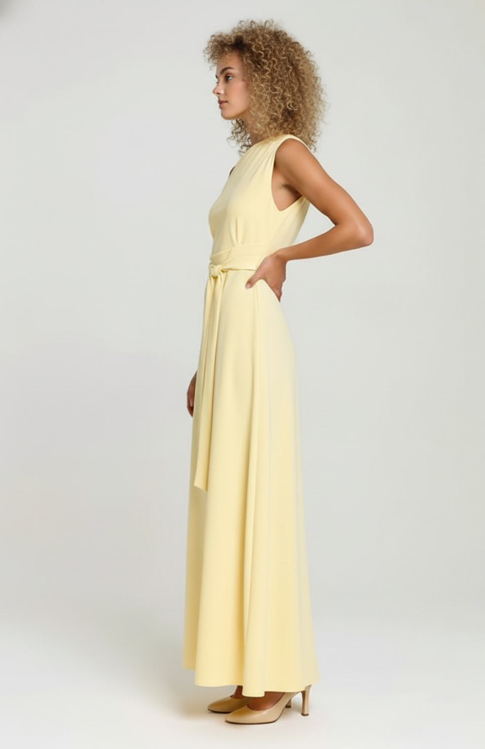 Zarina Dames Maxi Jurk | Mouwloos | Strikceintuur | Elegant A-Lijn Model