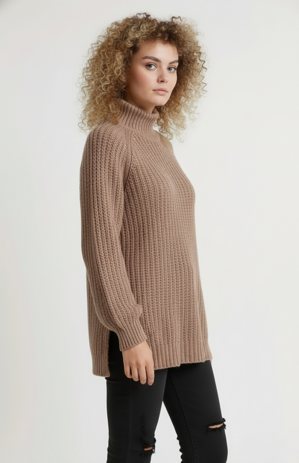 Giorgia Women's Turtleneck | Oversized | Side Slit | Knitted