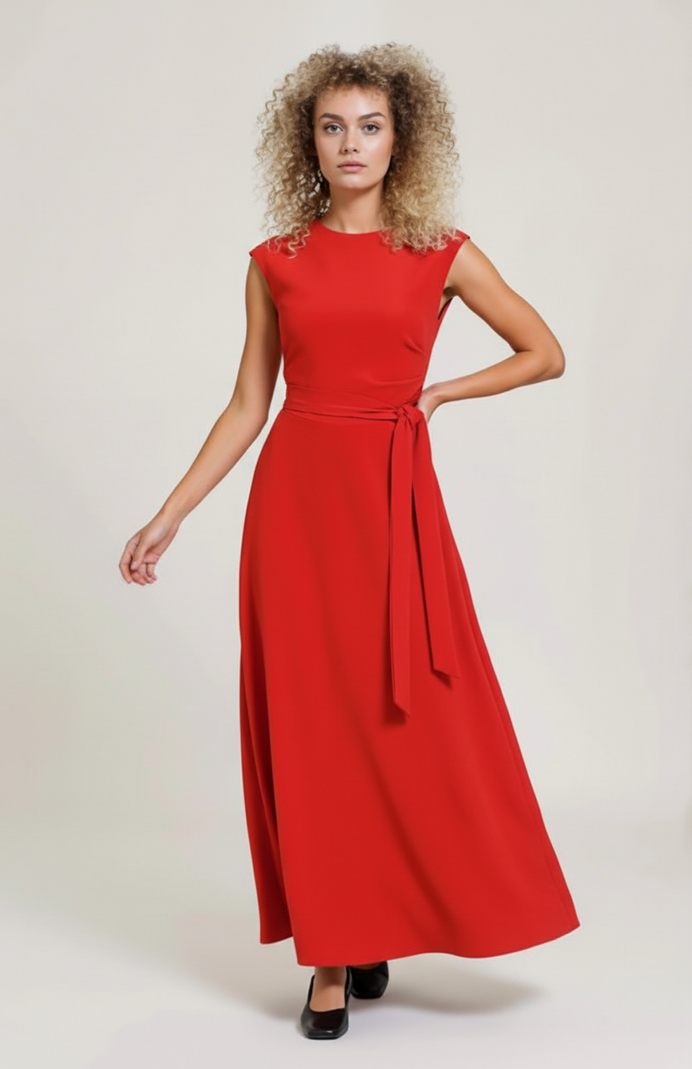 Zarina Dames Maxi Jurk | Mouwloos | Strikceintuur | Elegant A-Lijn Model