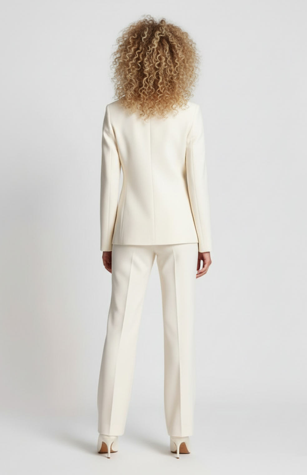 Bauduin Dames Blazerpak | Elegante Slim Fit Blazer en Rechte Broek | Crèmekleur