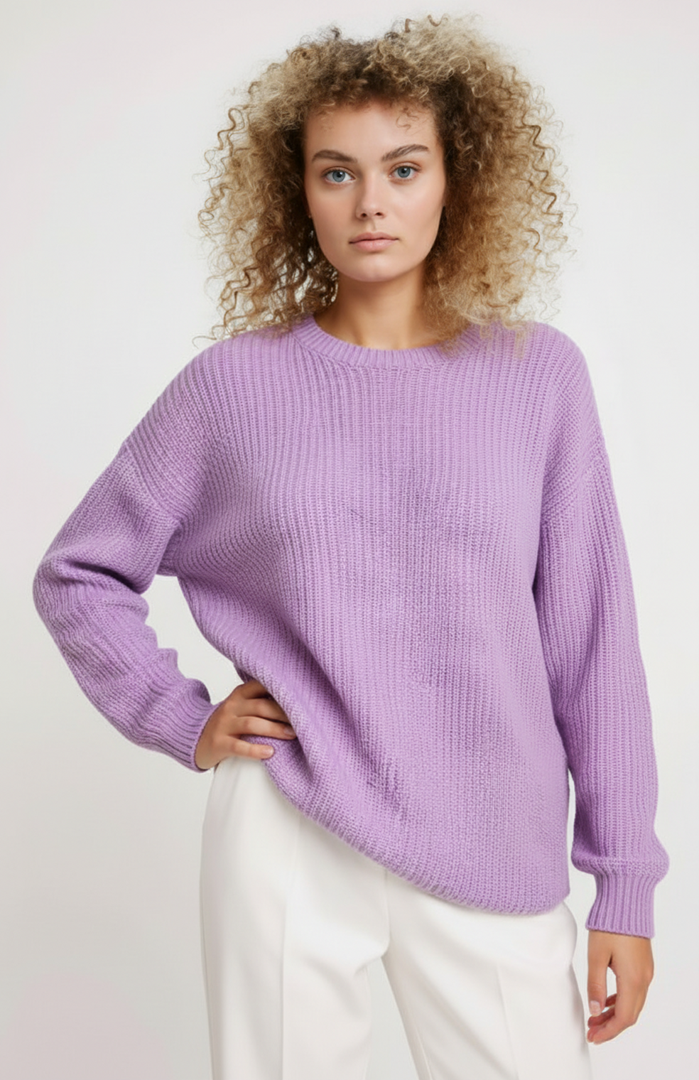 Silvana Damestrui | Oversized | Geribde Structuur | Ronde Hals