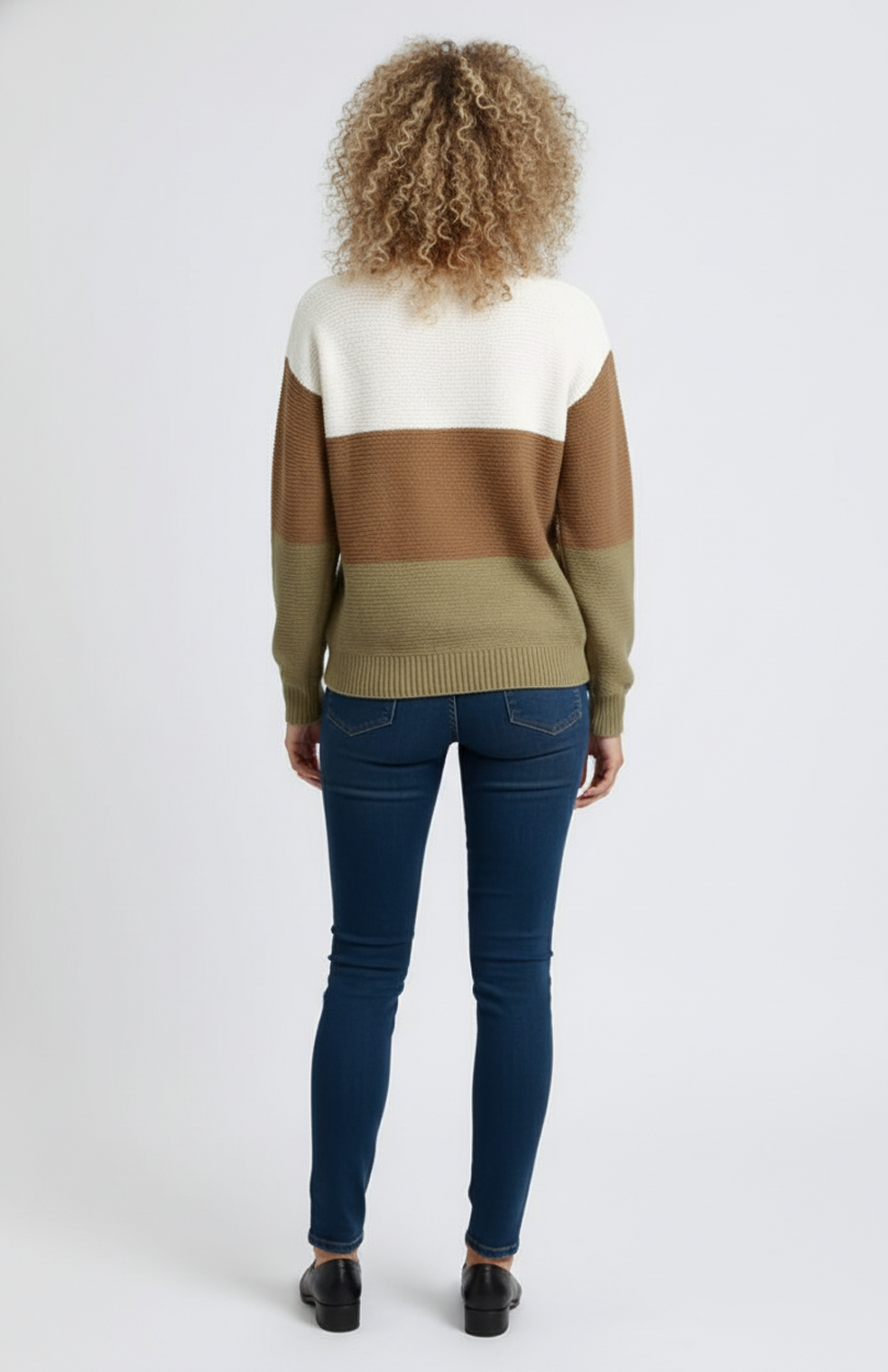 Gerdina Dames Trui | Kleurblokken | Ronde Hals | Zachte Gebreide Structuur
