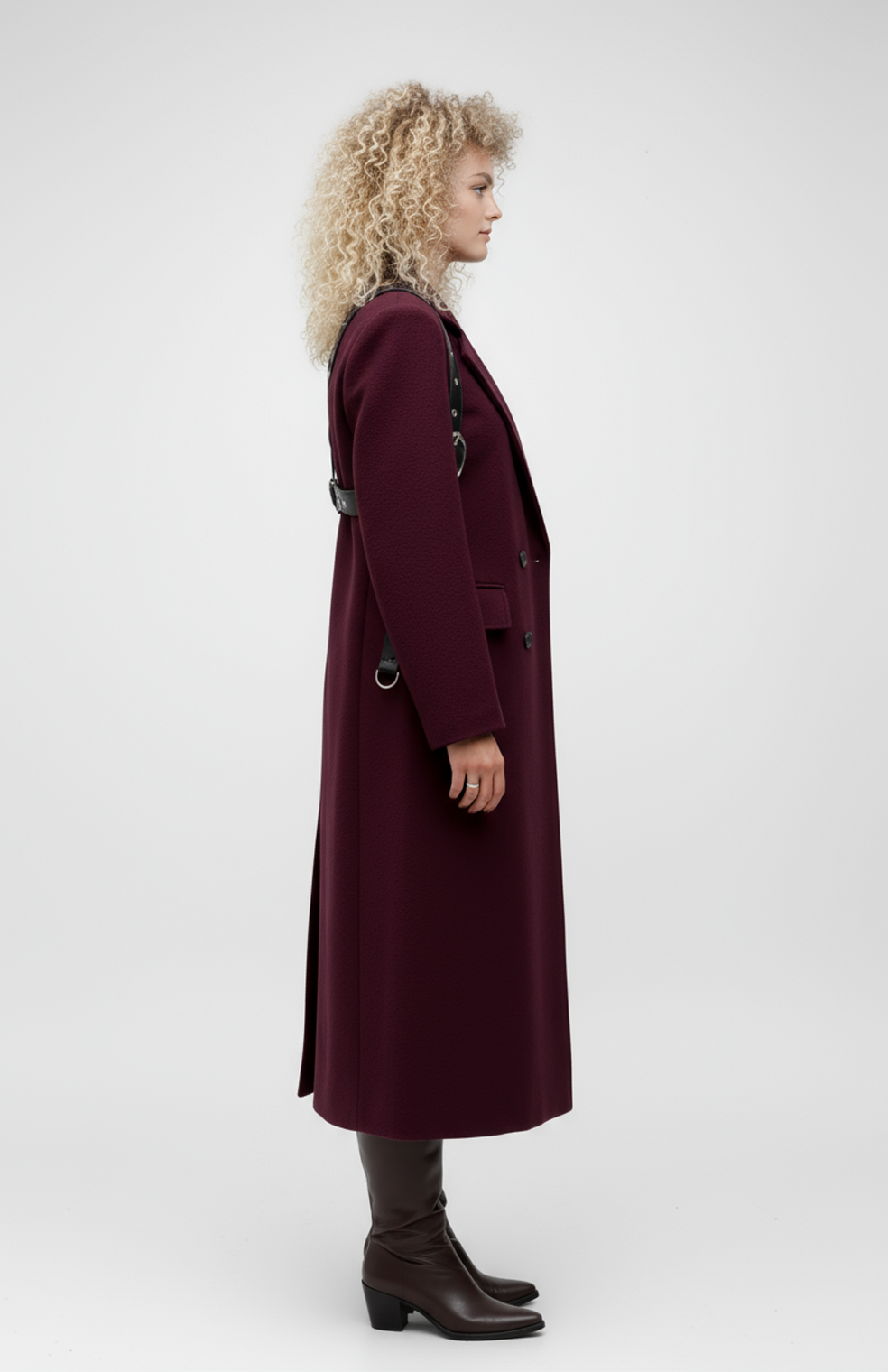 Daria Dames Mantal Jas | Dubbelgeknoopte Luxe Afwerking in bordeaux rood