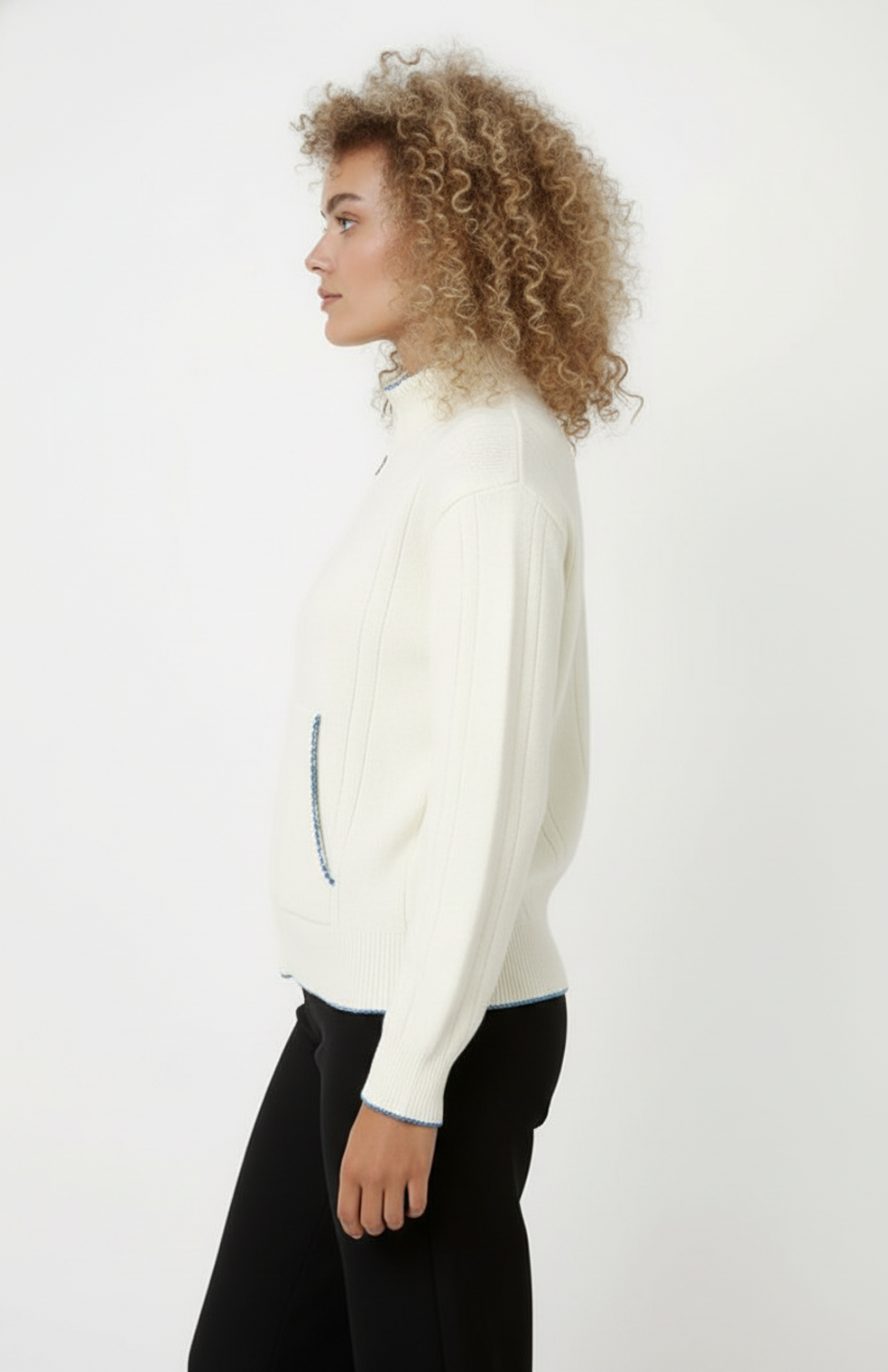 Dames Gebreid Vest | Ritssluiting | Contrasterende Afwerking En Zachte Structuur