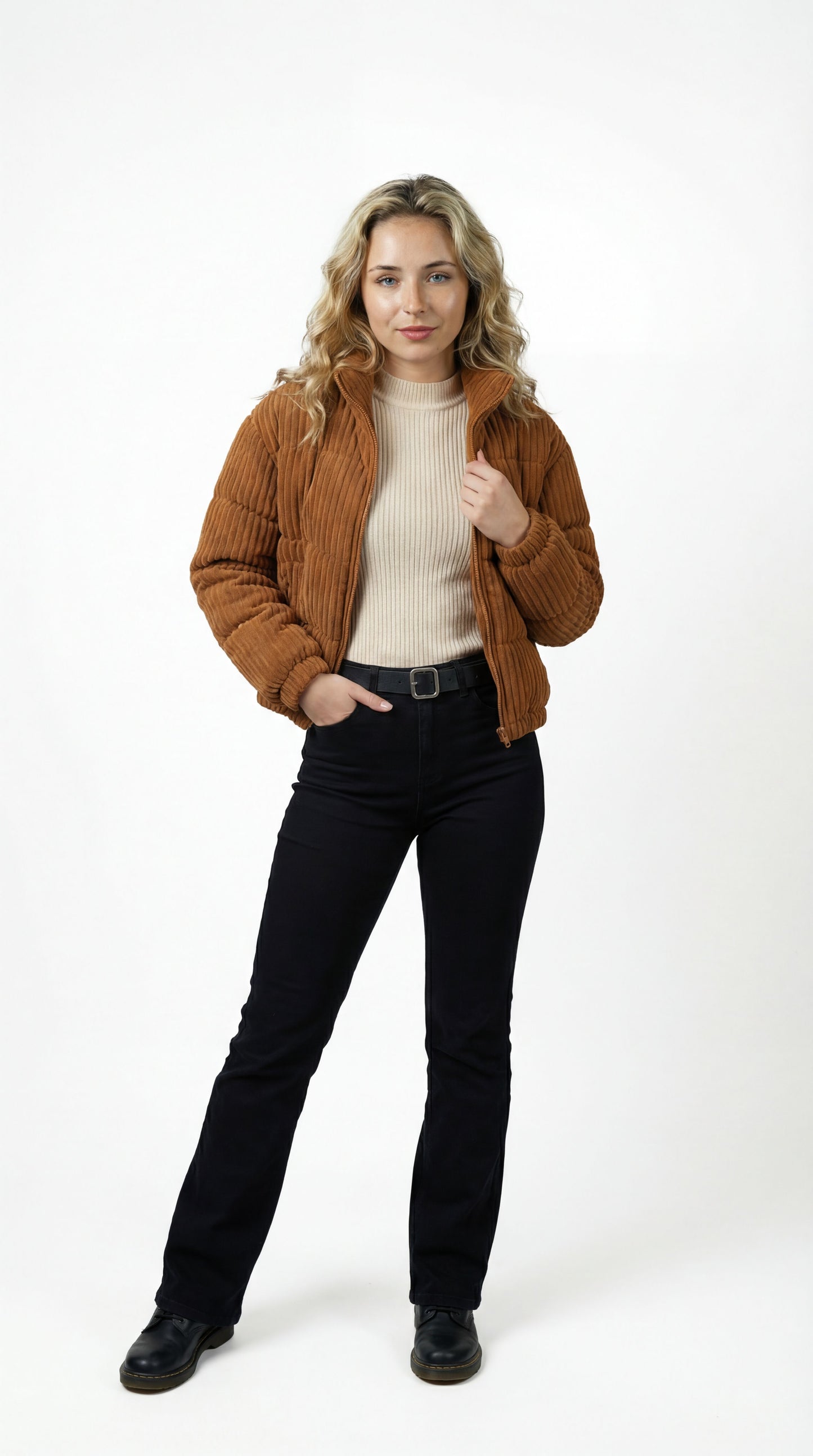 Kiral Women's Puffer Jacket | Short Quilted Jacket with Ribbed Texture