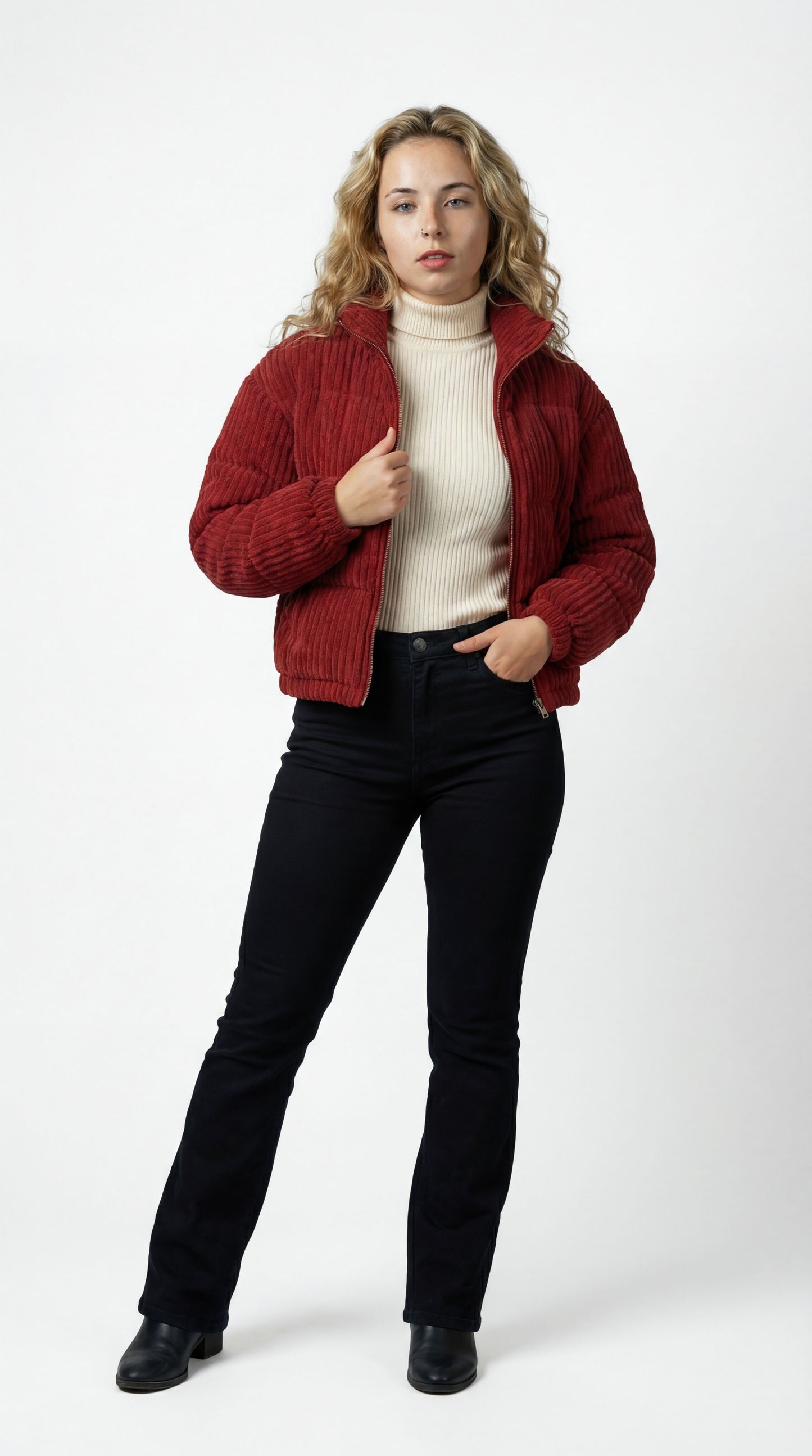 Kiral Women's Puffer Jacket | Short Quilted Jacket with Ribbed Texture