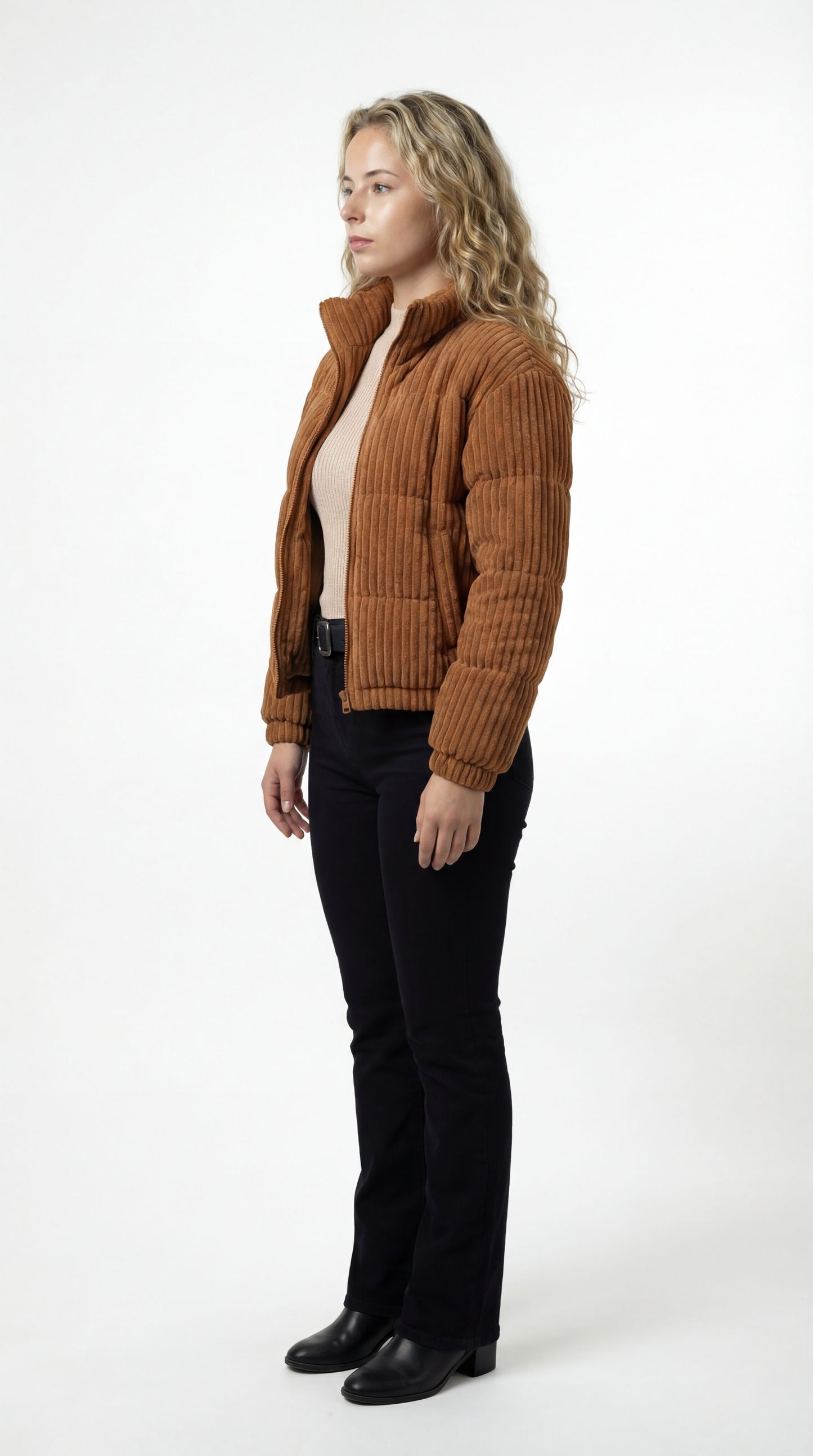 Kiral Women's Puffer Jacket | Short Quilted Jacket with Ribbed Texture