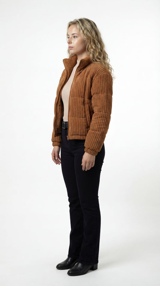 Kiral Dames Pufferjas | Korte Gewatteerde Jas Met Ribstructuur